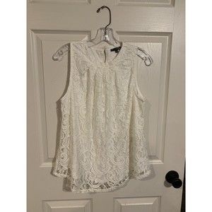 Adrianna Papell Women's Sleeveless Lace Top Ladies Blouse Natural Sz Medium